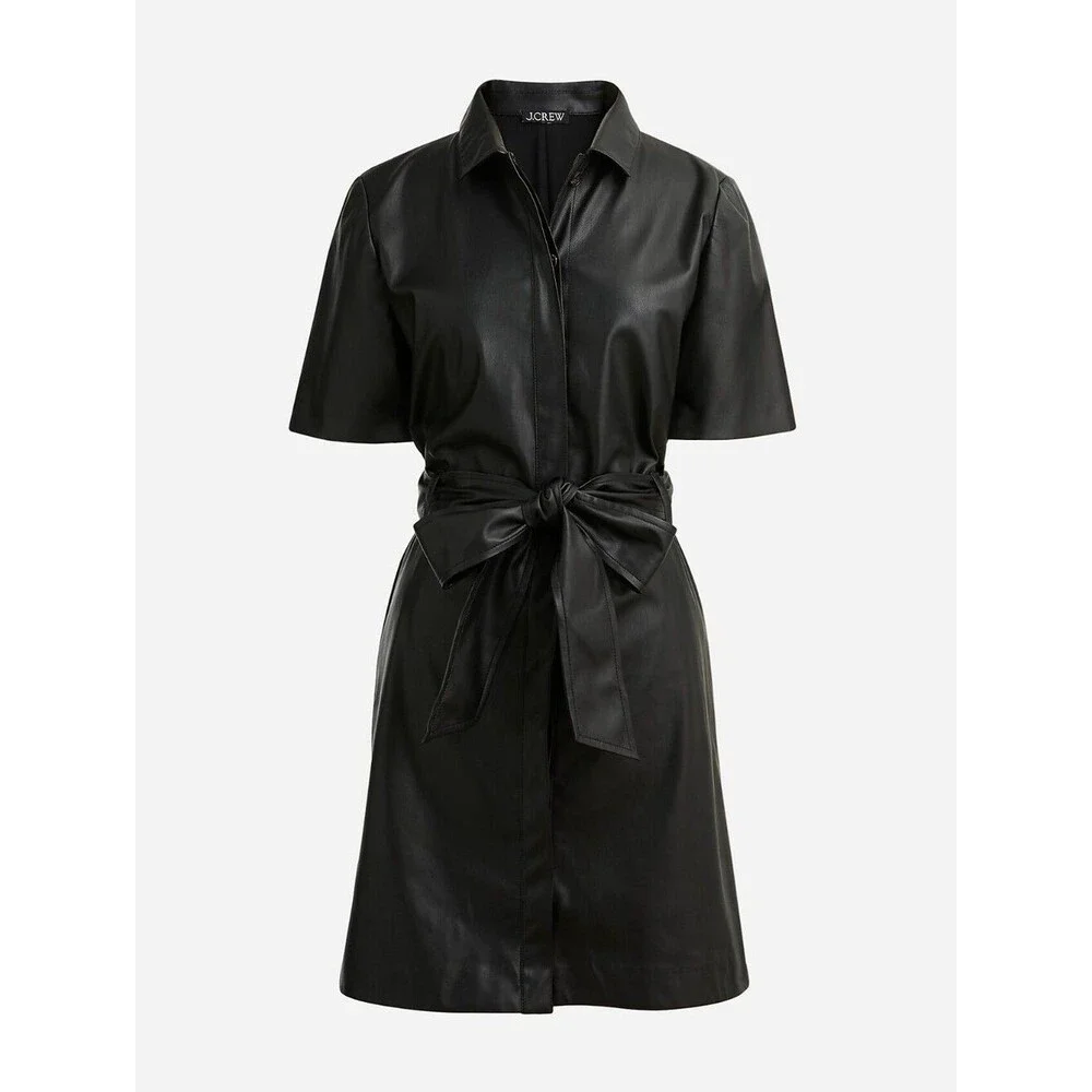 NWT J. Crew Button Front Faux Leather Dress, XS